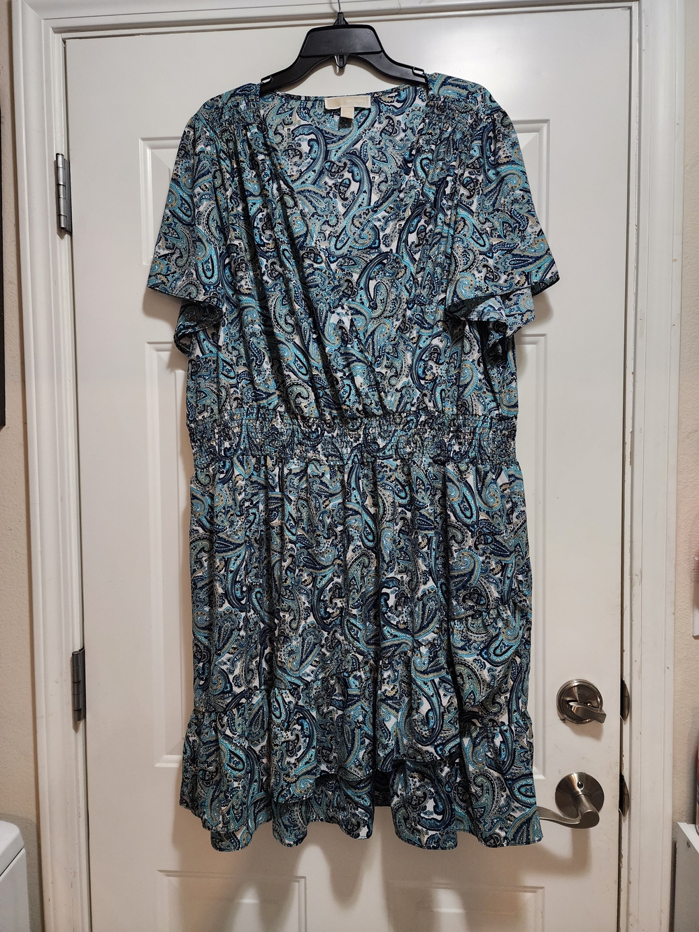 Michael Kors Blue Paisley Faux-Wrap Dress Size 3X